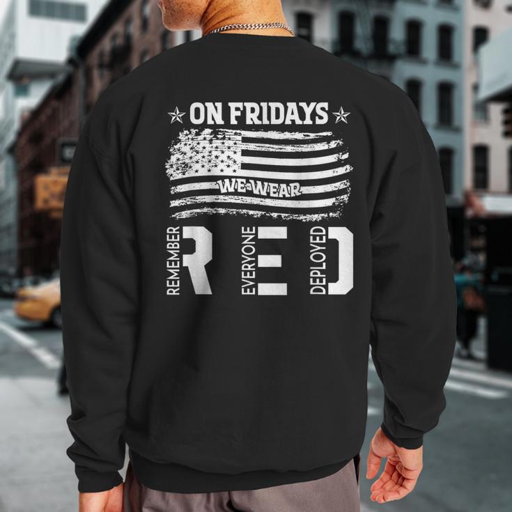 On Friday We Wear Red American Flag Military Supportive Sweatshirt Back Print