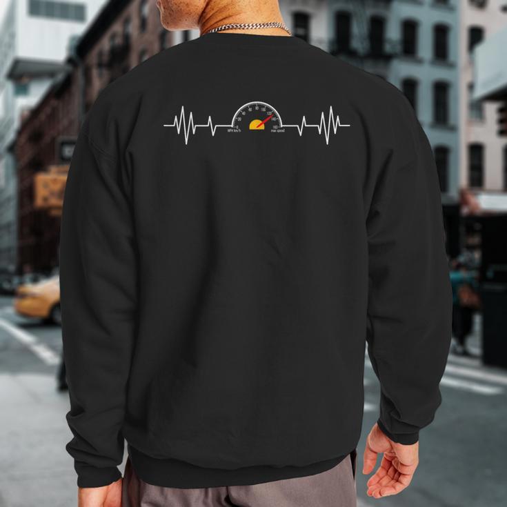 Car Speedometer Auto Mechanic Guys Heartbeat Sweatshirt Back Print