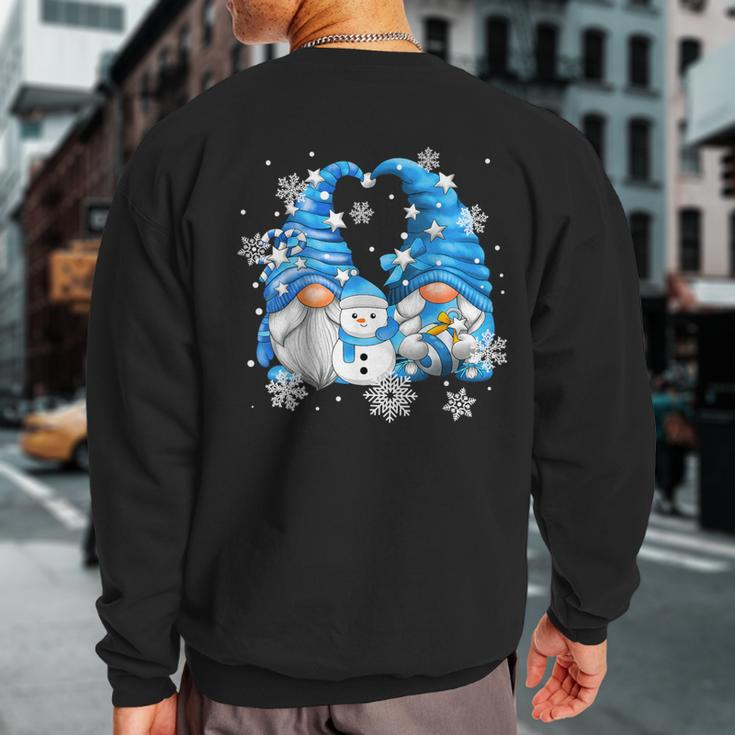 Snowman Gnomies With Snowflakes Cute Winter Gnome Sweatshirt Back Print