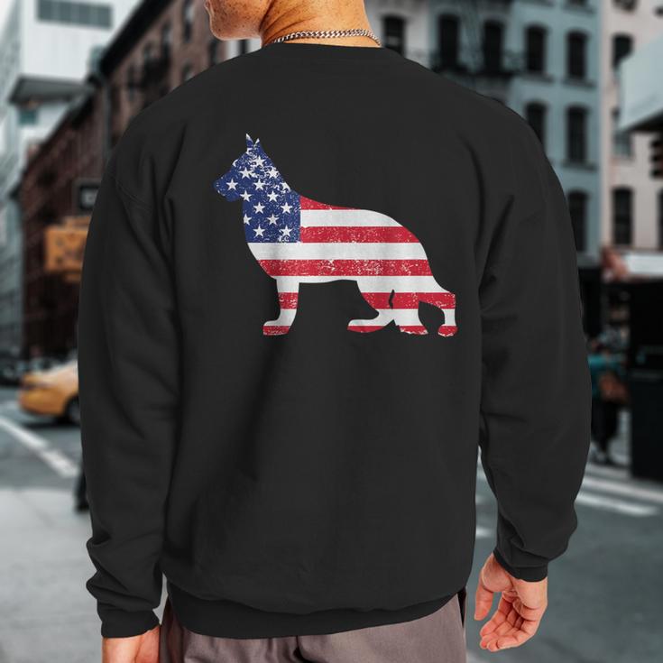 German Shepherd American Flag 4Th Of July Dog Sweatshirt Back Print