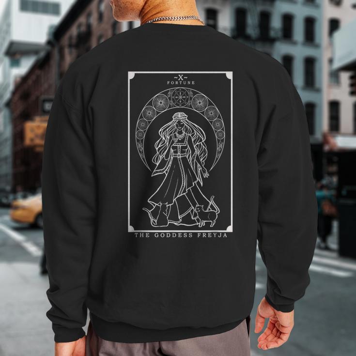 The Goddess Freyja Tarot Card Wiccan Norse Pagan Witch Cat Sweatshirt Back Print