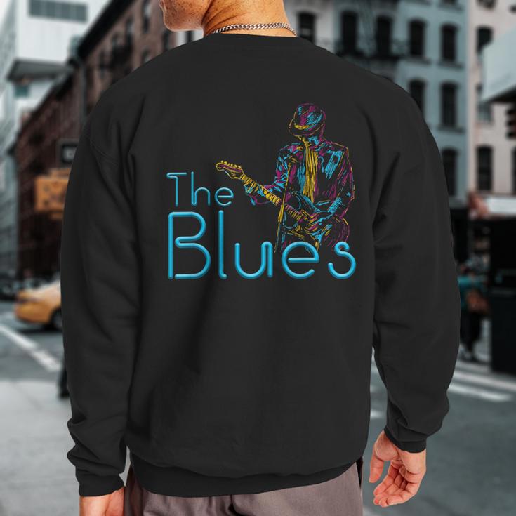 Guitarist Musician Blues Guitar Vintage Blues Music Lover Sweatshirt Back Print