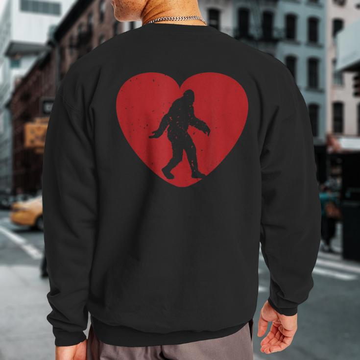 I Heart Bigfoot Sasquatch Yeti Valentines Day Sweatshirt Back Print