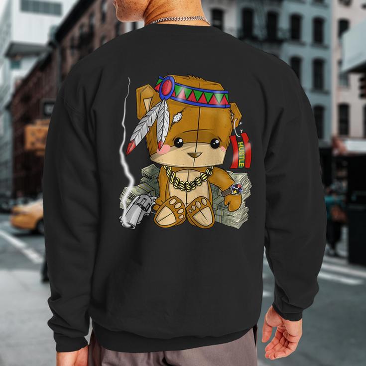 Hustle Clothing For Native American Bear Hustler Spirit Sweatshirt Back Print