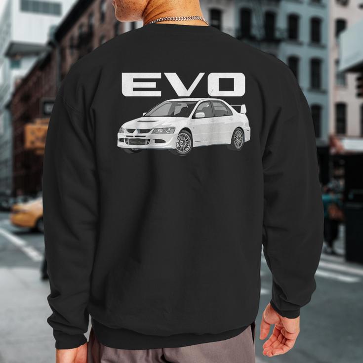 Jdm Car Evo 8 Wicked White Rs Turbo 4G63 Sweatshirt Back Print