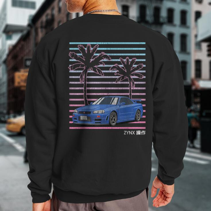 Jdm Import Tuner Drift Car Street Racing 80S Synthwave Sweatshirt Back Print