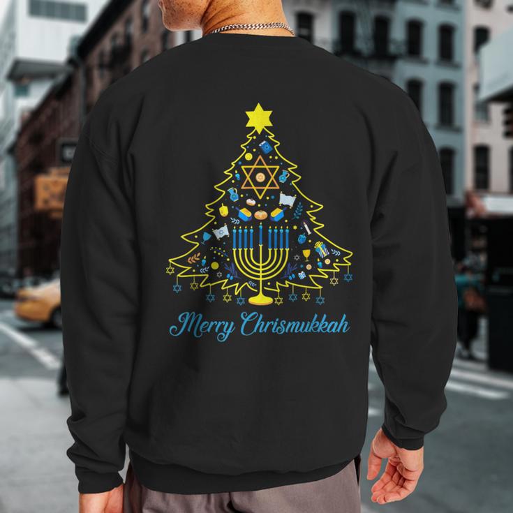 Merry Chrismukkah Christmas Tree Menorah Hanukkah Jewish Sweatshirt Back Print