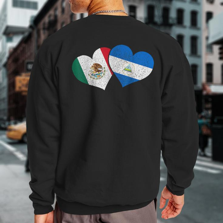 Mexico Nicaragua Hearts Mexican Nicaraguan Flag Pride Nica Sweatshirt Back Print