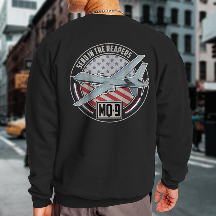 Mq-9 Reaper Uav Us Military Drone Us Patriot Sweatshirt Back Print