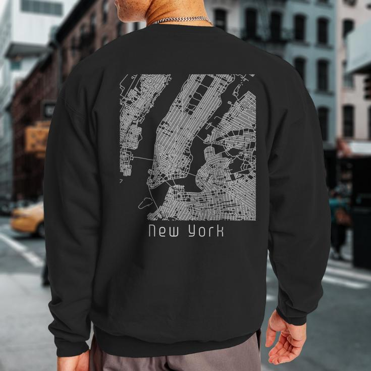New York City Vintage Street Map Travel Souvenir Sweatshirt Back Print