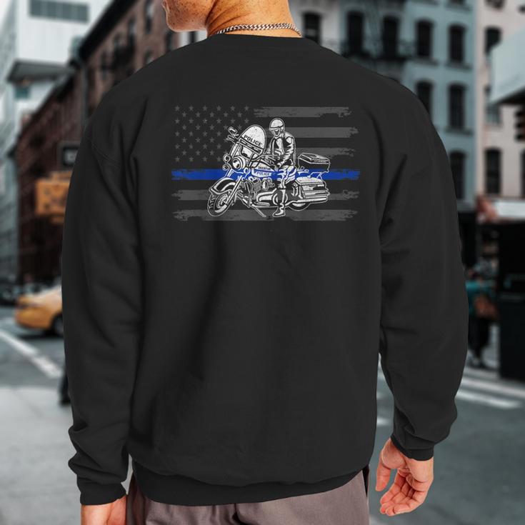 Patriotic Biker Cop American Officer Motorcycle Police Sweatshirt Back Print