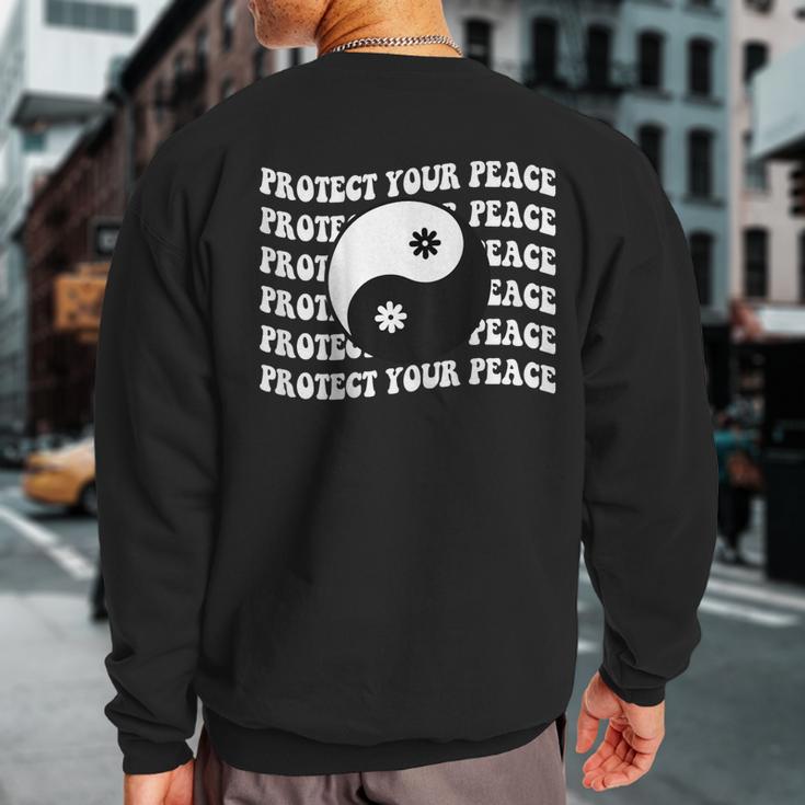 Protect Your Peace Yin Yang Aesthetic Trendy Sweatshirt Back Print