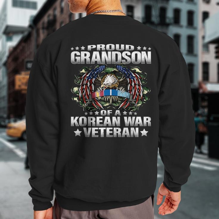 Proud Grandson Of A Korean War Veteran Military Vets Family Sweatshirt Back Print