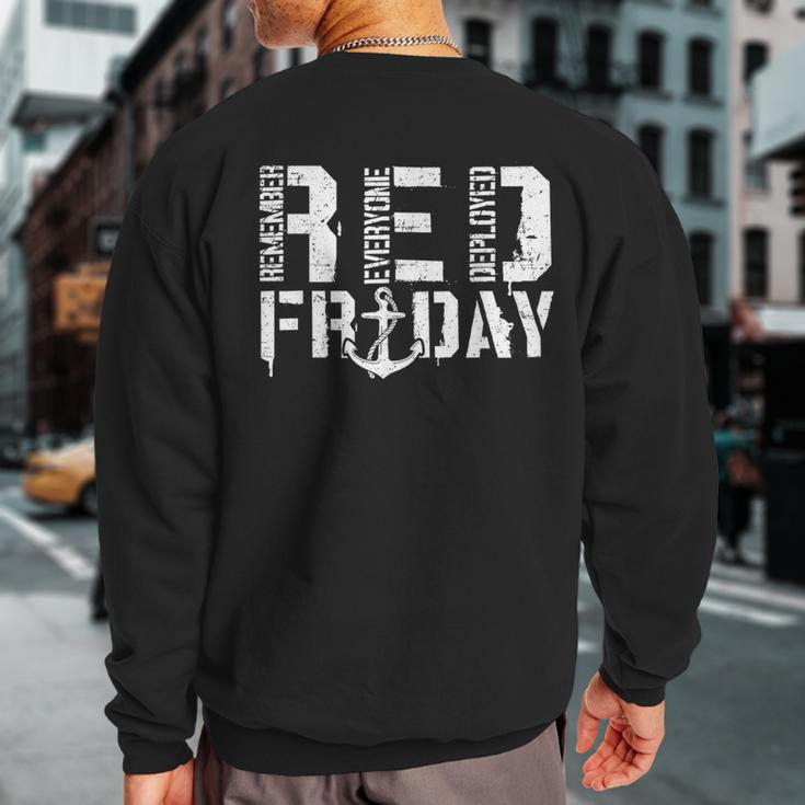 Red Friday Anchor Military Supportive Army Stamp Remember Sweatshirt Back Print