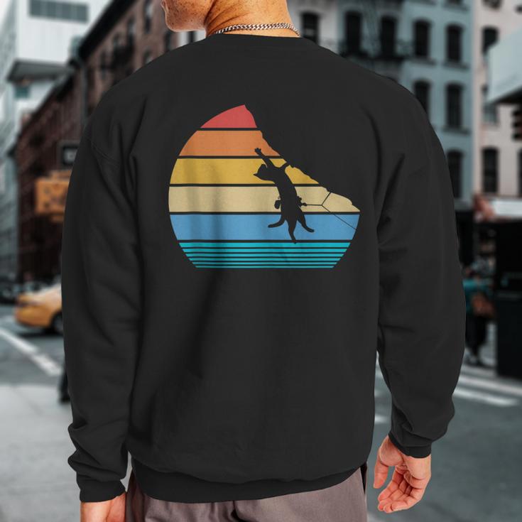 Retro Cat Climbing Meowtain Vintage Kitty Rock Climber Sweatshirt Back Print