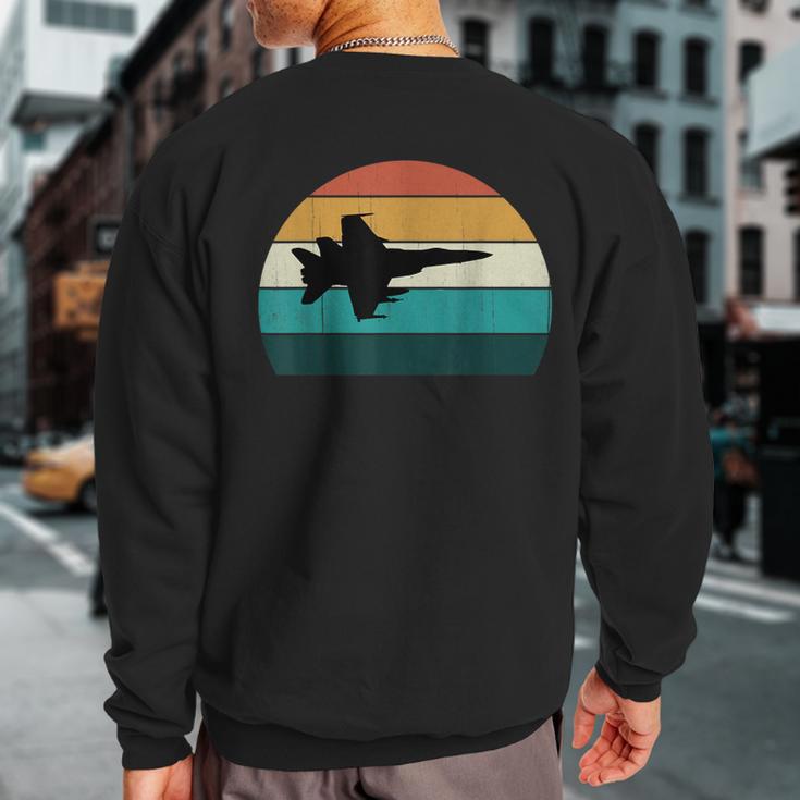 Retro Fighter Aircraft Flying Vintage Sunset Military Jet Sweatshirt Back Print