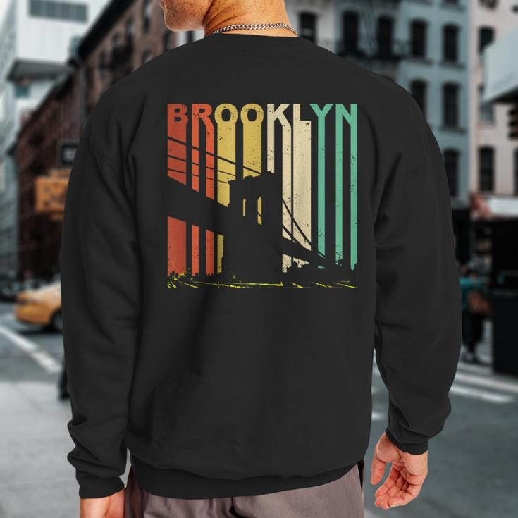Retro New York Brooklyn Bridge Vintage City Skyline Nyc Ny Sweatshirt Back Print