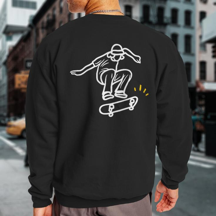 Retro Vintage Skateboard Minimalist Simple Sweatshirt Back Print