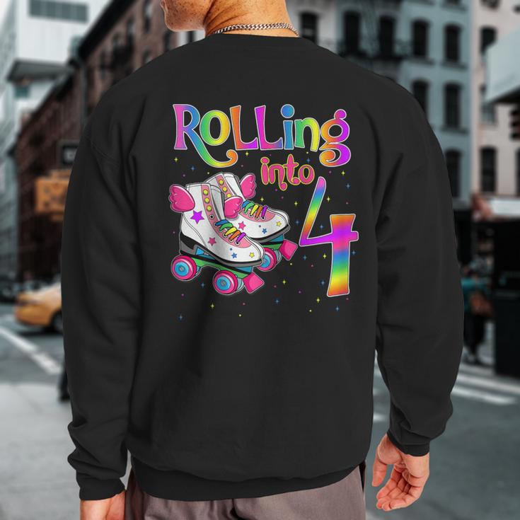 Rolling Into 4 Years Let's Roll I'm Turning 4 Roller Skate Sweatshirt Back Print