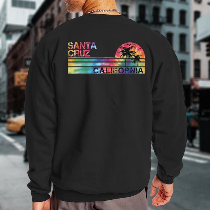 Santa Cruz California Tie Dye Vintage Inspired Striped Sweatshirt Back Print