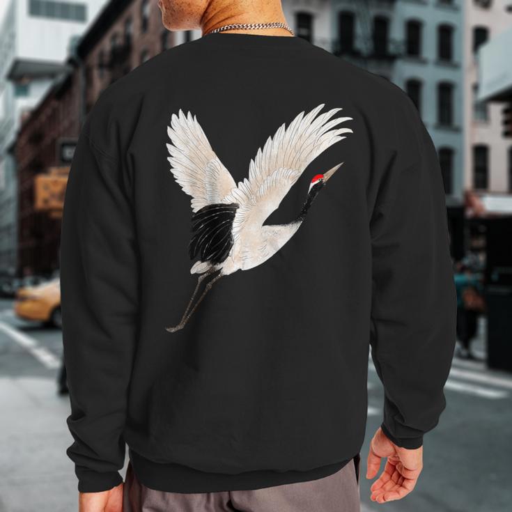 Snow Crane Bird White Bird Watching Expert Bird Photographer Sweatshirt Back Print