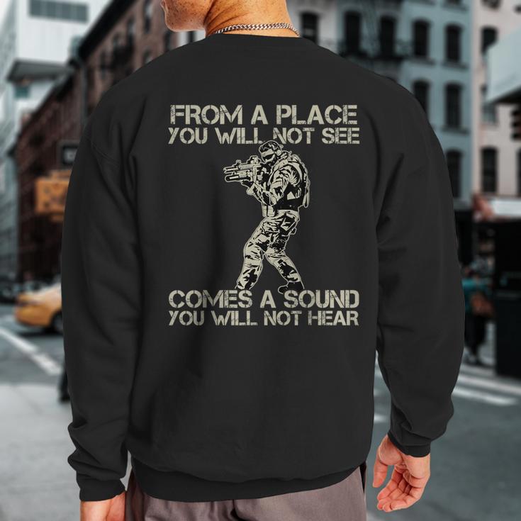 Soldiers Sniper Military Combat Men's Sweatshirt Back Print