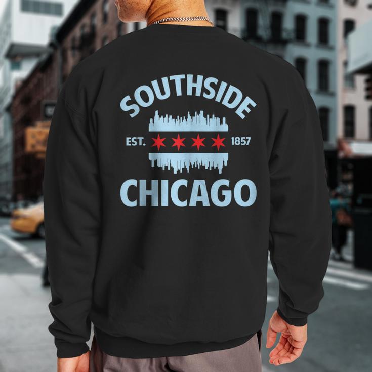 Southside Chicago Flag Skyline Sweatshirt Back Print