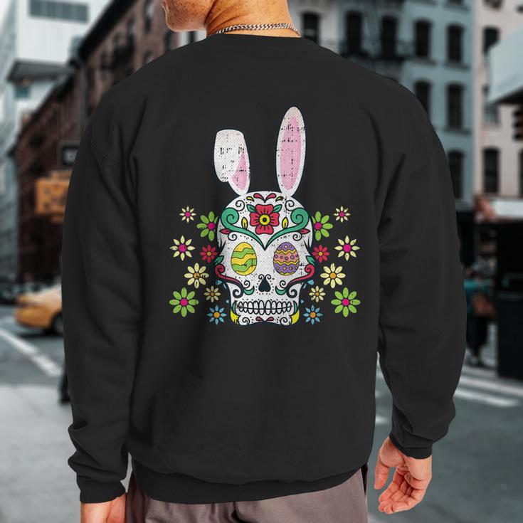 Sugar Skull Happy Easter Bunny Ears Cute Sweatshirt Back Print