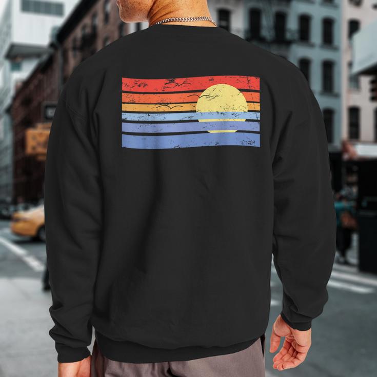 Sunset Stripes Distressed Retro 70S Look Sweatshirt Back Print