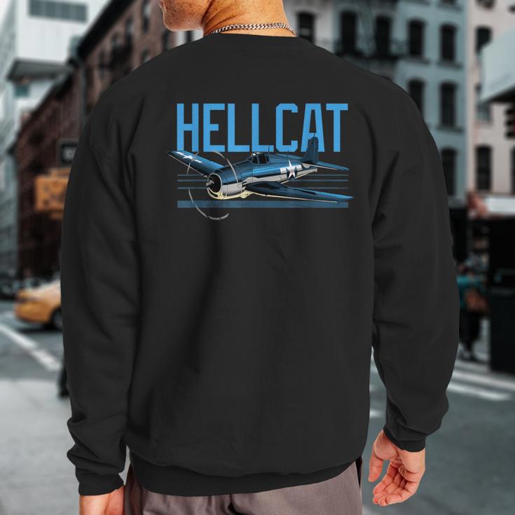 Usa Military Warbird Airplane Hellcat Wwii Vintage Fighter Sweatshirt Back Print