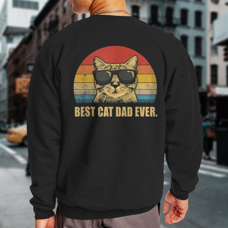 Vintage Best Cat Dad Ever Bump Fist Father's Day Cat Daddy Sweatshirt Back Print