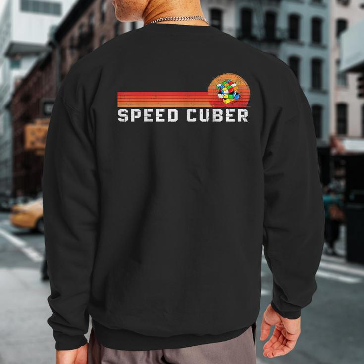 Vintage Math Cuber Heartbeat Speed Cubing Puzzle Lover Cube Sweatshirt Back Print