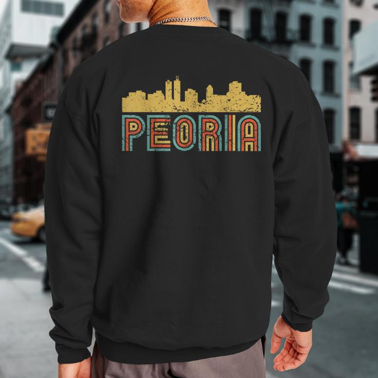Vintage Retro Peoria Illinois Skyline Sweatshirt Back Print