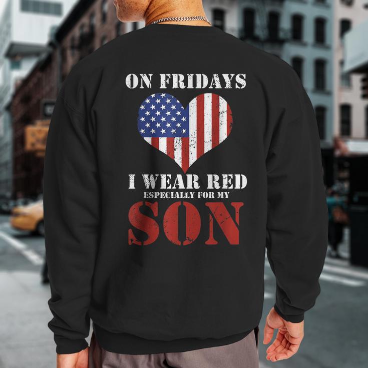 I Wear Red For My Son Perfect For A American Flag Military Sweatshirt Back Print