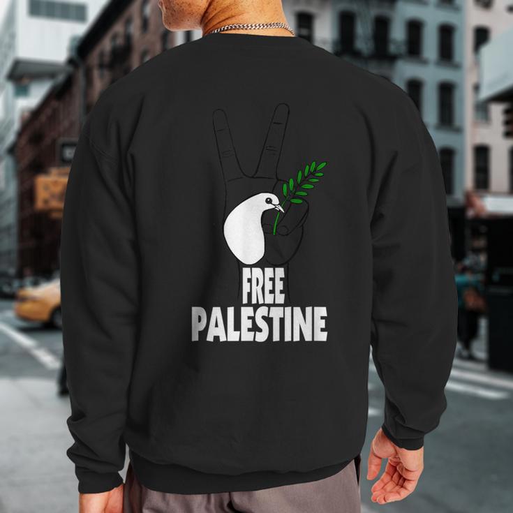 West Bank Middle East Peace Dove Olive Branch Free Palestine Sweatshirt Back Print