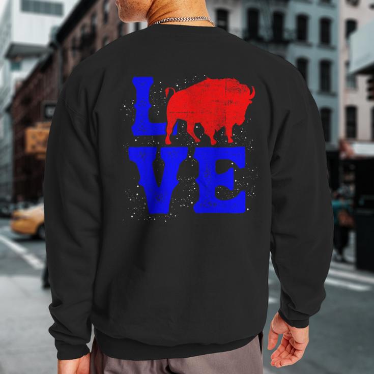 Wild American Bison Lover Valentines Day Love Buffalo Sweatshirt Back Print