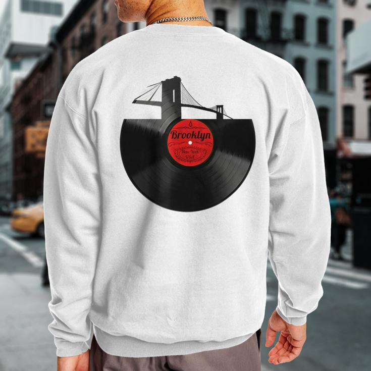 Brooklyn Bridge New York Nyc Vinyl Record Sweatshirt Back Print