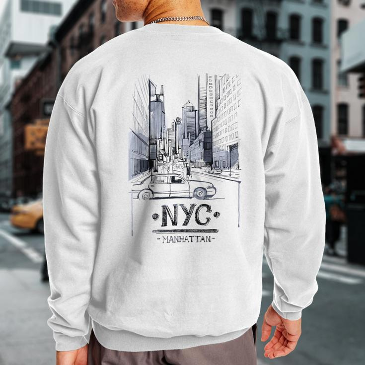 Ny New York City Nyc Manhattan Skylines Buildings Sweatshirt Back Print