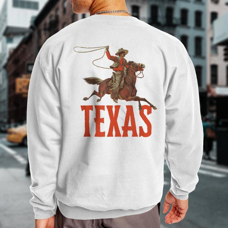 Retro Roping Cowboy & Bronco Texas Sweatshirt Back Print