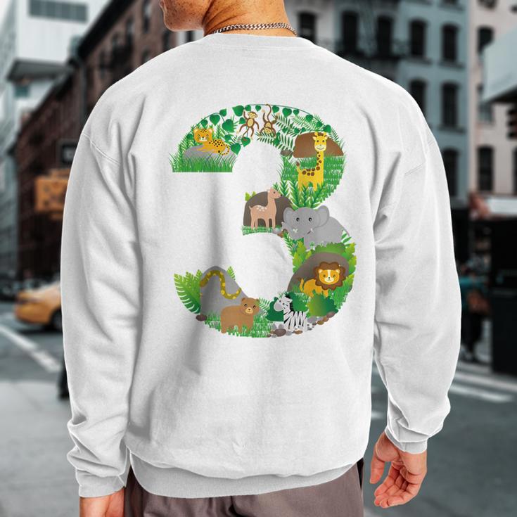 Safari Jungle Zoo Animals Third Birthday Number 3 Sweatshirt Back Print