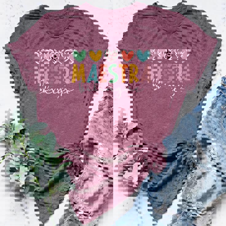 Maestra Bilingue Hearts Maestra De Español Spanish Teacher Bella Canvas T-shirt