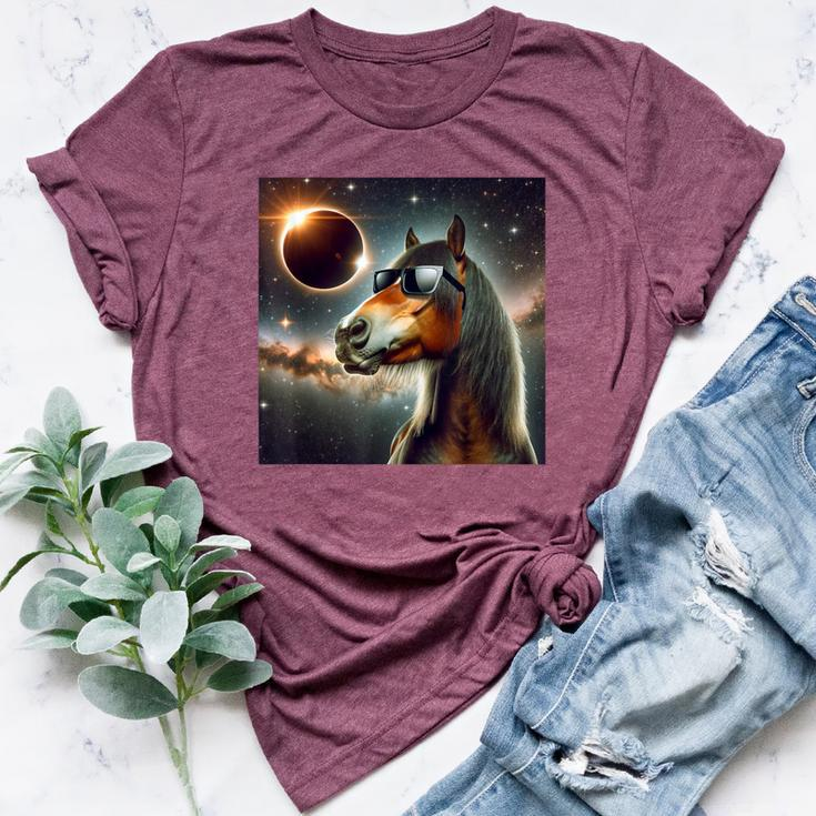 2024 Solar Eclipse Horse Wearing Glasses Totality Bella Canvas T-shirt