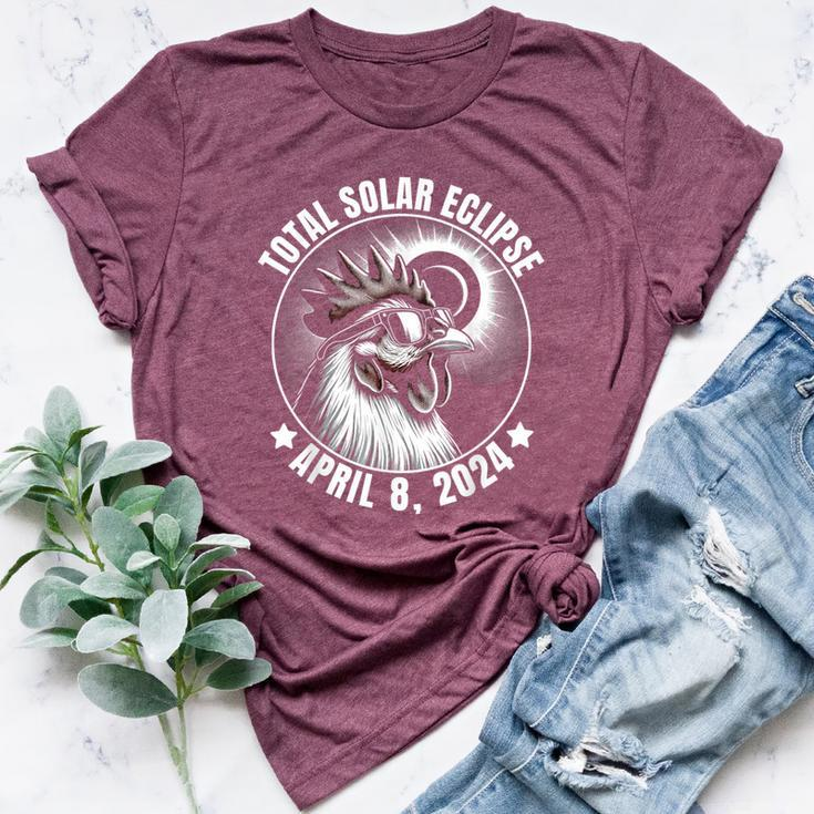 2024 Total Solar Eclipse Chicken Wearing Glasses Totality Bella Canvas T-shirt