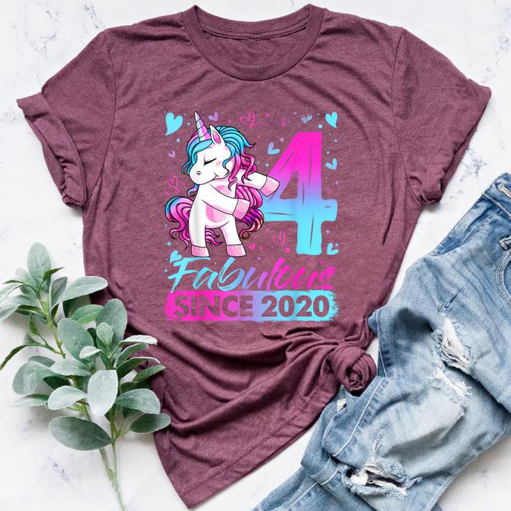 4 Years Old Flossing Unicorn 4Th Birthday Girl Party Bella Canvas T-shirt
