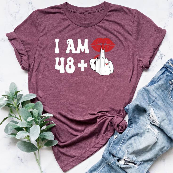 I Am 48 1 Middle Finger & Lips 49Th Birthday Girls Bella Canvas T-shirt