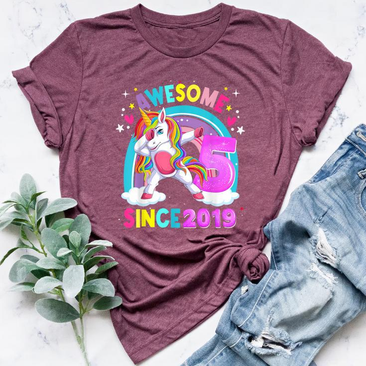5 Years Old Unicorn Dabbing 5Th Birthday Girl Unicorn Bella Canvas T-shirt