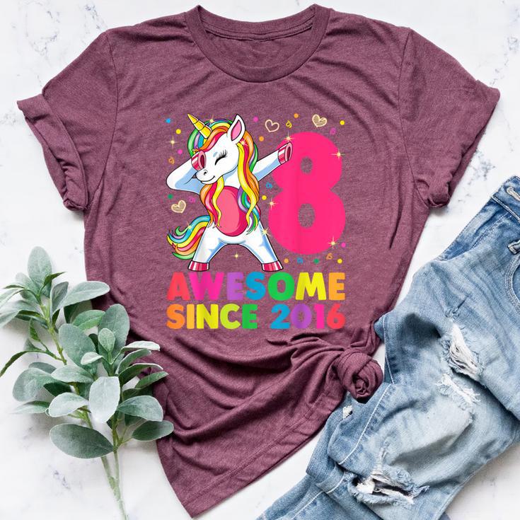 8 Years Old Unicorn Dabbing 8Th Birthday Girl Unicorn Party Bella Canvas T-shirt