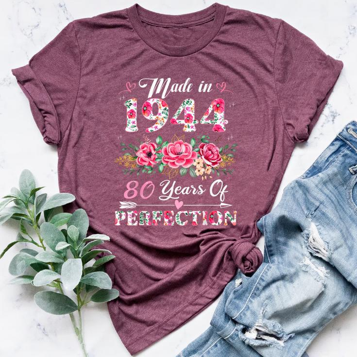 80 Year Old Made In 1944 Floral 80Th Birthday Women Bella Canvas T-shirt