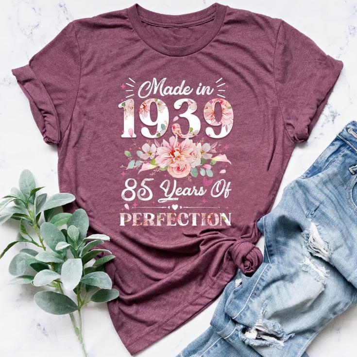 85 Year Old Made In 1939 Floral 85Th Birthday Women Bella Canvas T-shirt