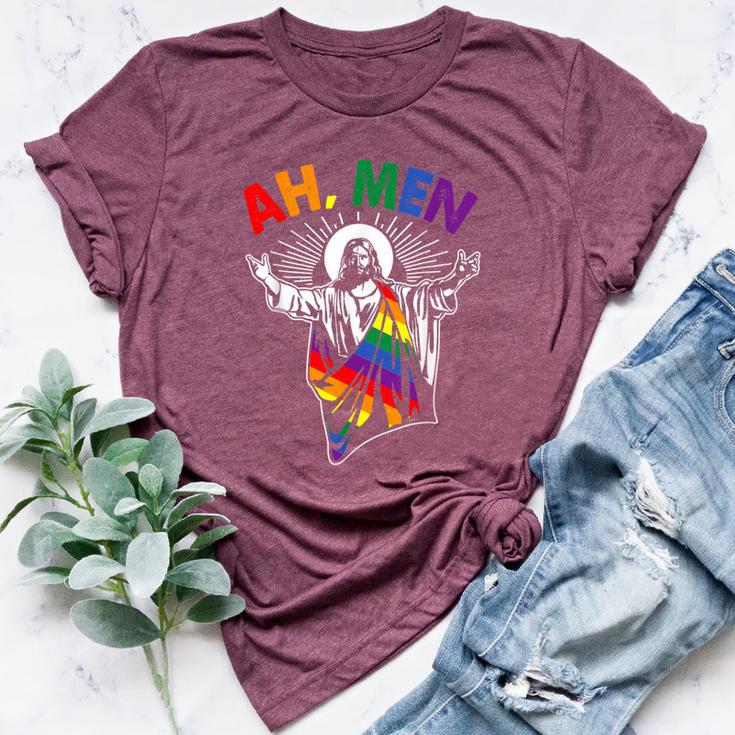 Ah Lgbt Gay Pride Jesus Rainbow Flag Bella Canvas T-shirt